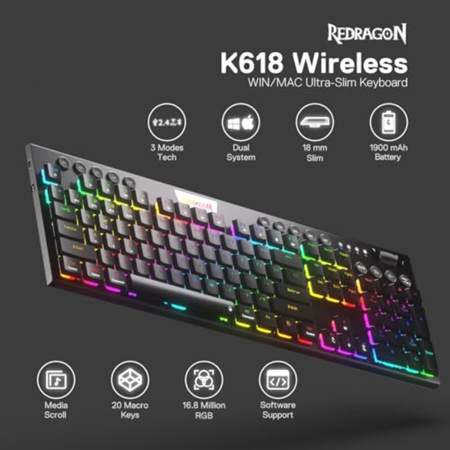 PRO 3-Mode RGB Mechanical Keyb - Keyboard Gaming Mac ulasan dan harga
