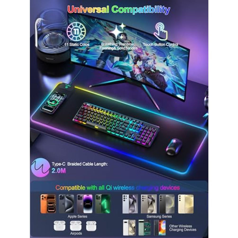 Mouse Pad with 15W Wireless Ch - Gaming Keyboard No Number Pad ulasan dan harga