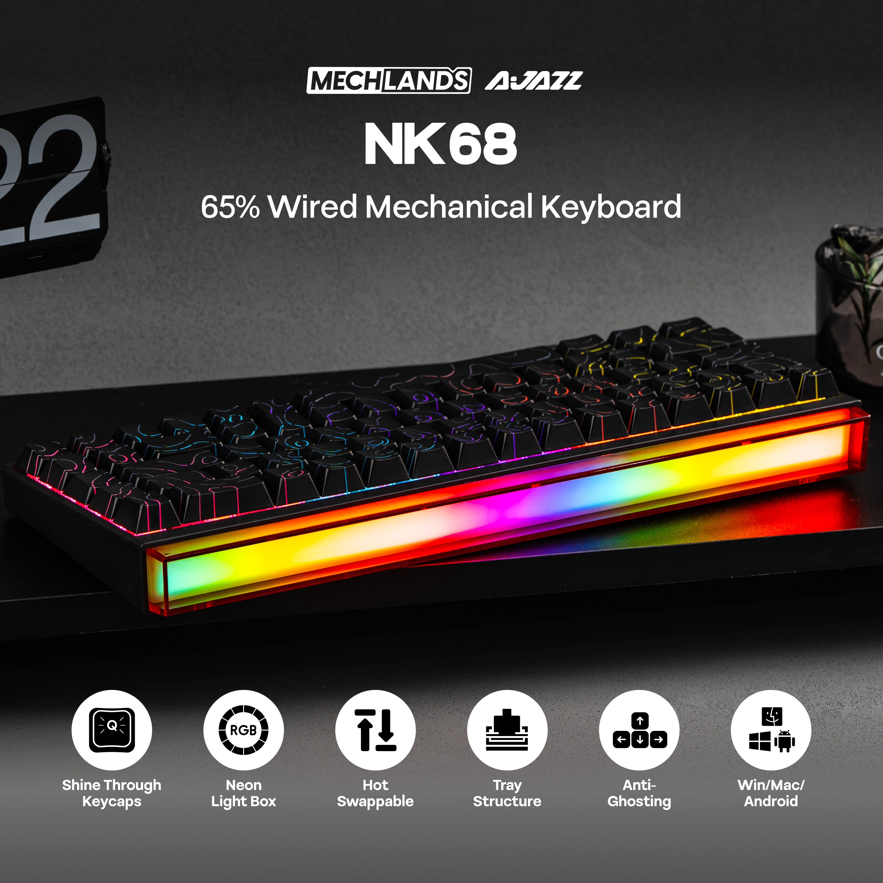 AJAZZ NK68 65% Compact Hot-Swa - Keyboard Gaming Mac ulasan dan harga