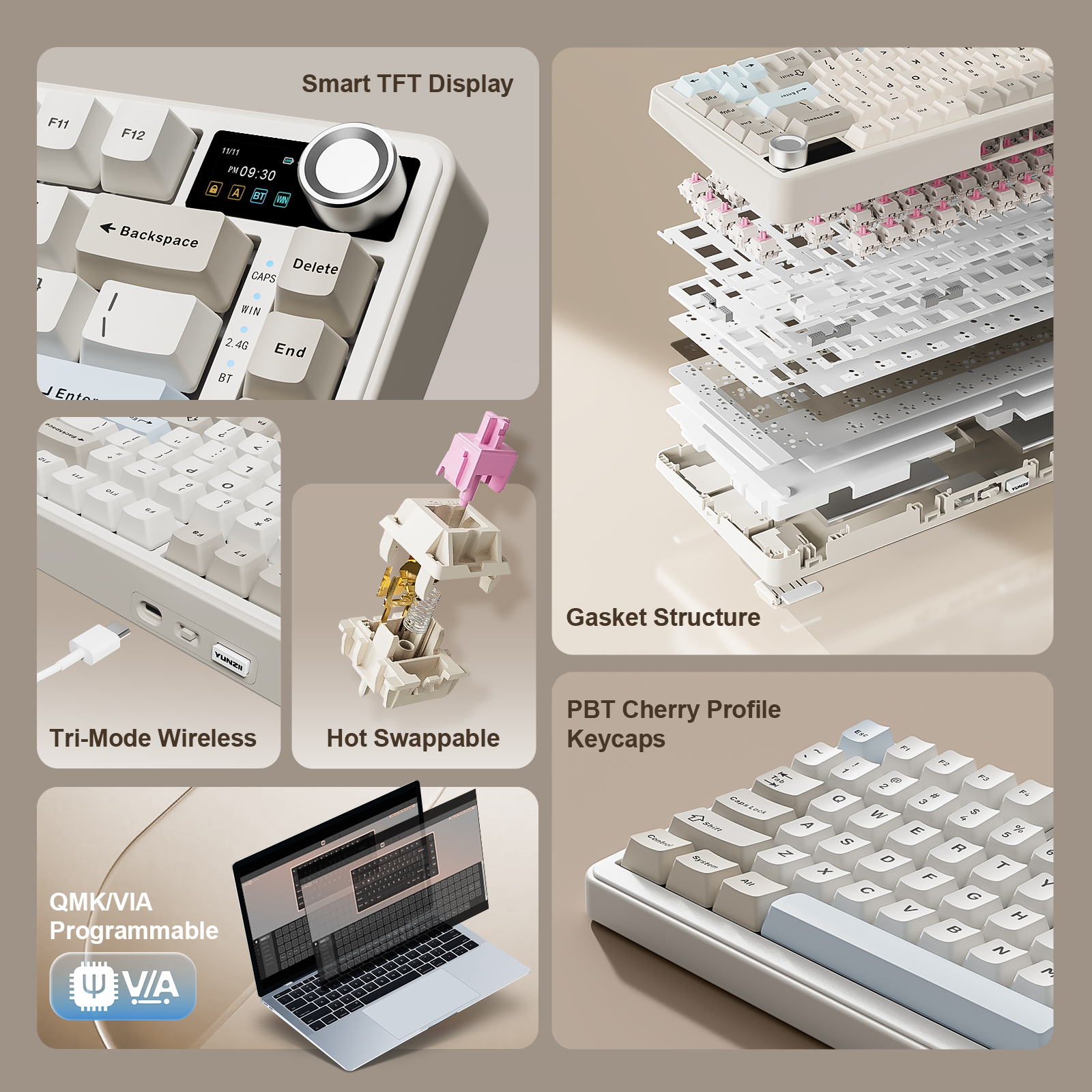 YUNZII B75 PRO MAX Wireless Me - Keyboard Gaming Mac ulasan dan harga