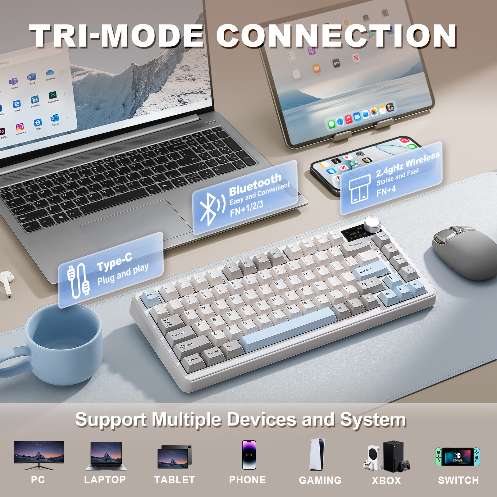 YUNZII B75 PRO MAX Wireless Me - Keyboard Gaming Mac ulasan dan harga