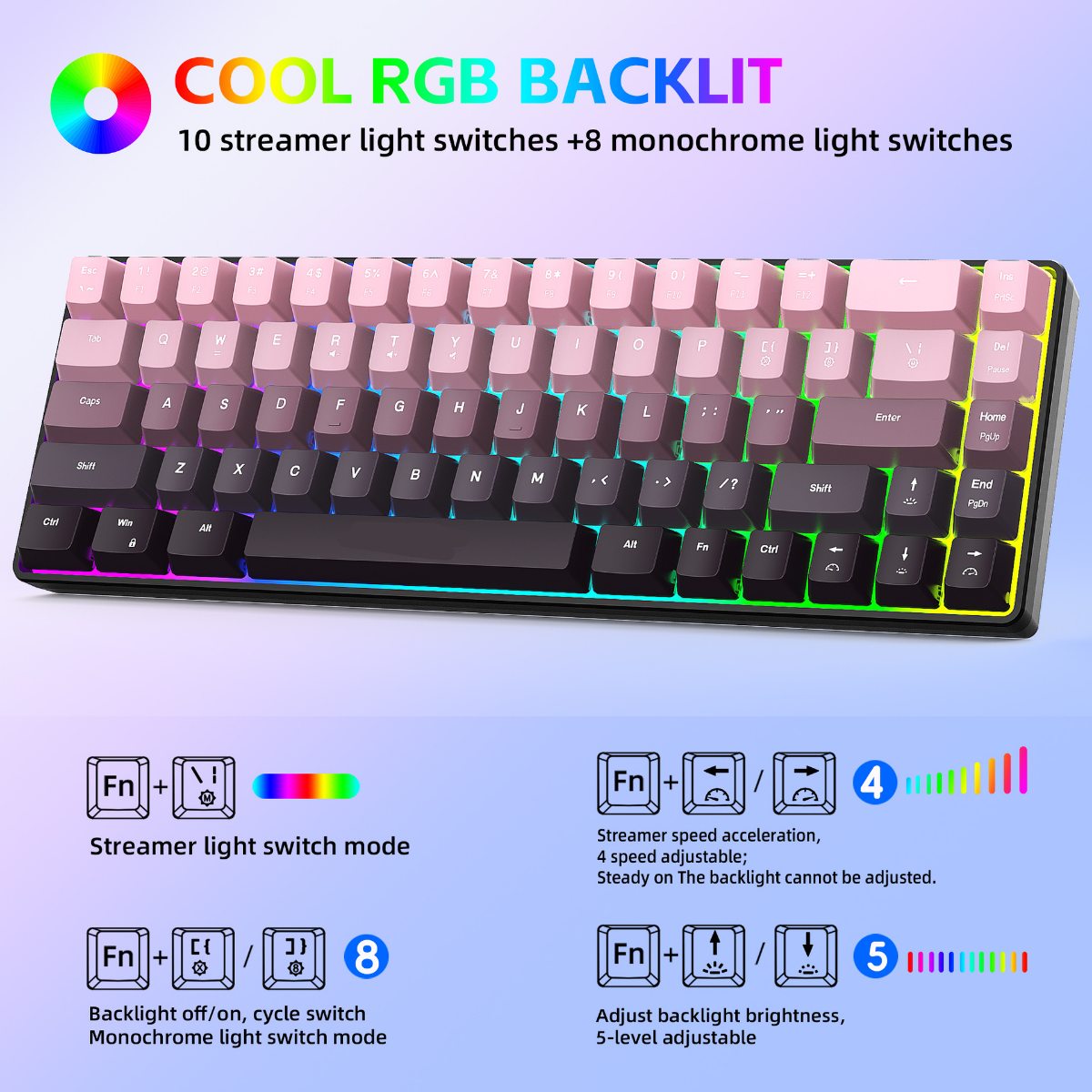 New Compact 68-Key Gradient-Co - Gaming Keyboard Ergonomics ulasan dan harga