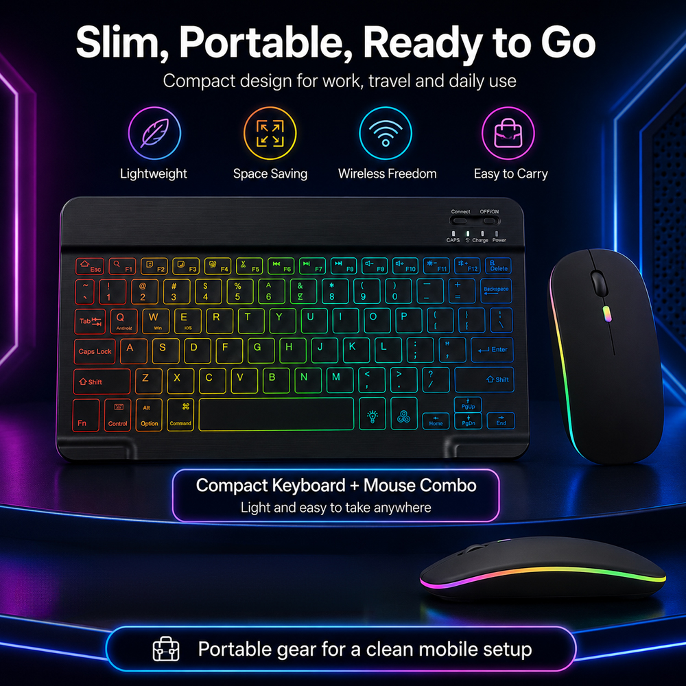 New Ultra Slim Portable 7 Colo - Gaming Keyboard Wireless ulasan dan harga