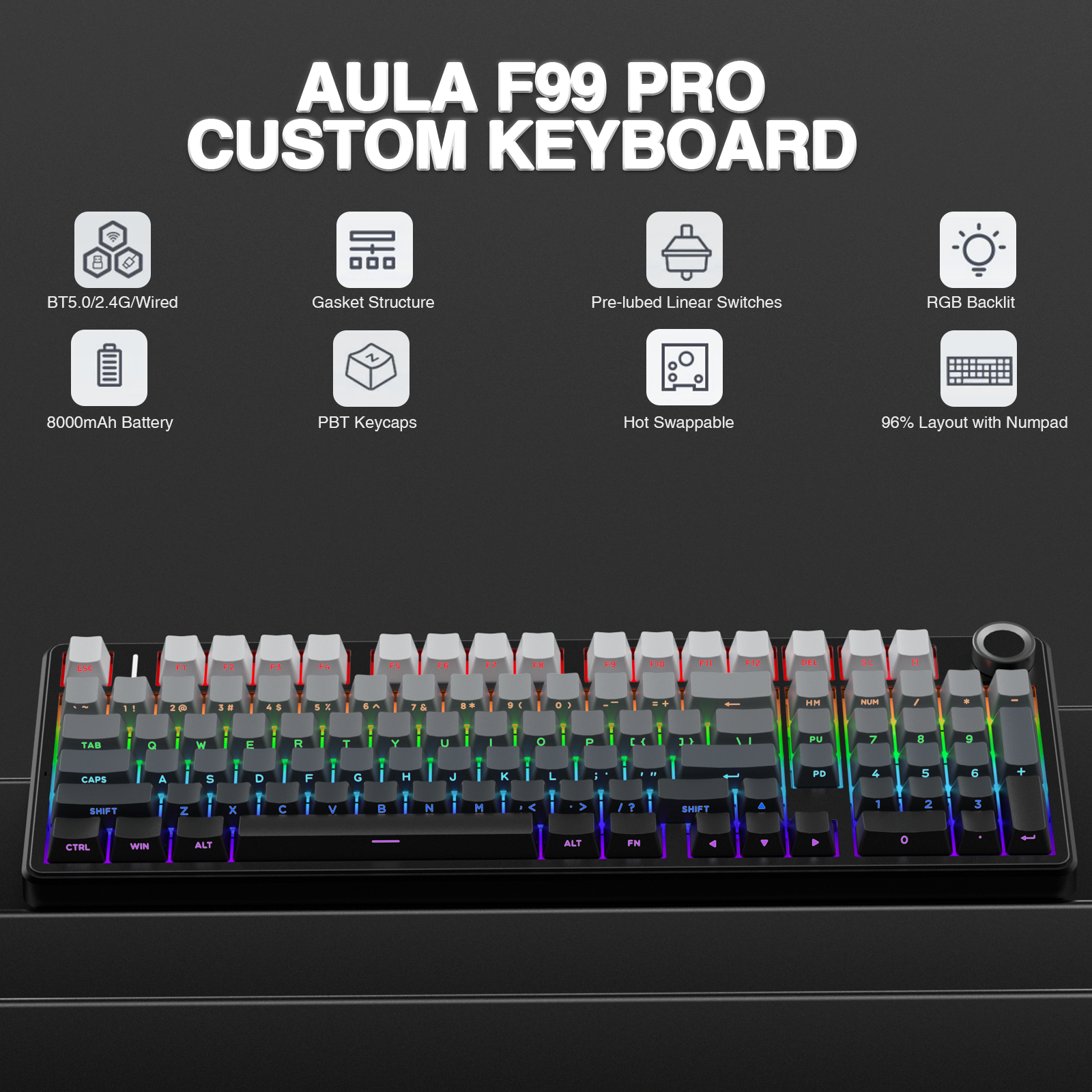 AULA F99PRO Wireless Gaming Ke - Gaming Keyboard Blue Switches ulasan dan harga
