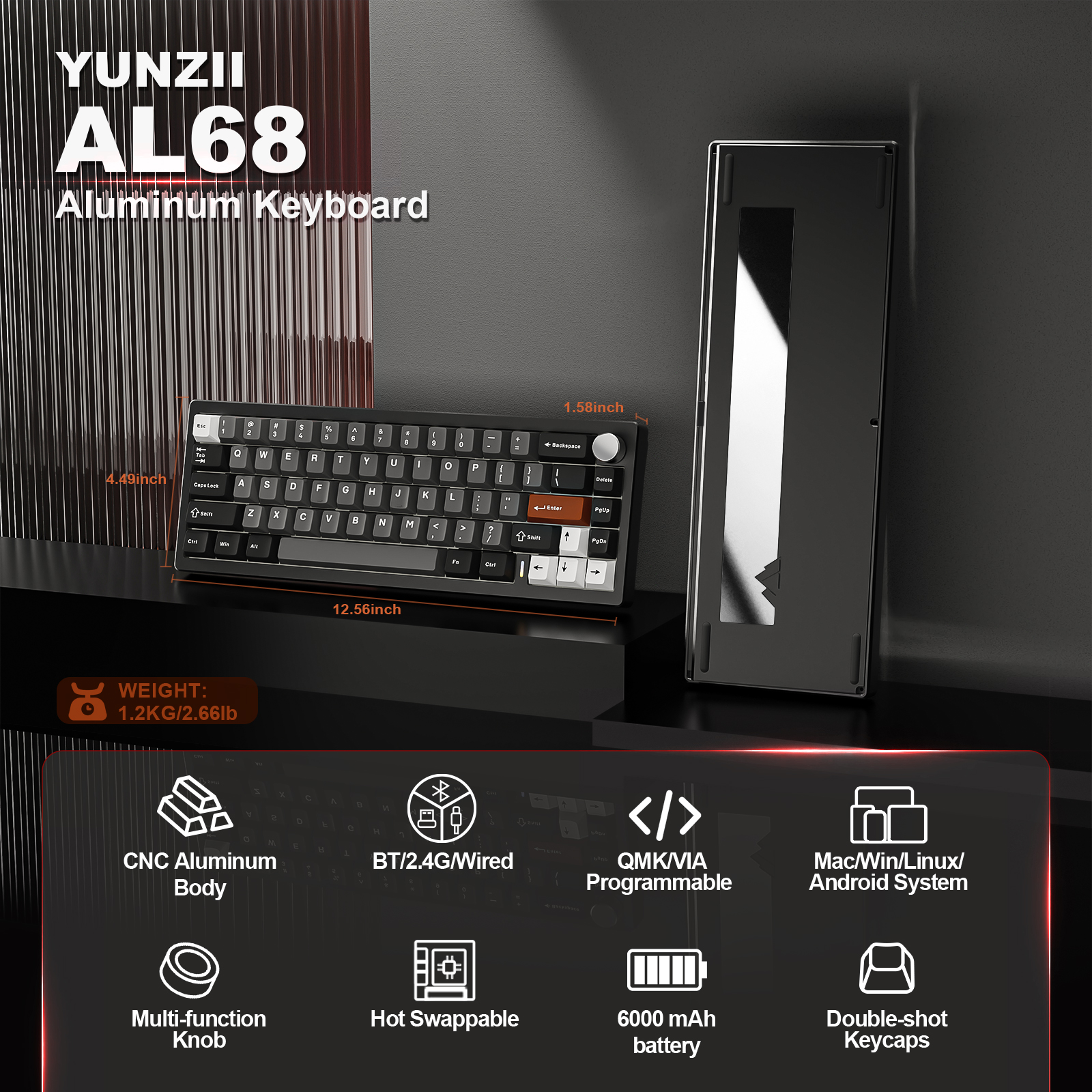 YUNZII AL68 Black QMK/VIA Mech - Keyboard Gaming Mac ulasan dan harga