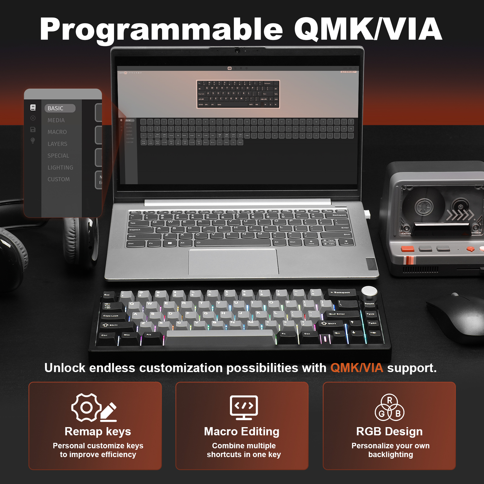 YUNZII AL68 Black QMK/VIA Mech - Keyboard Gaming Mac ulasan dan harga