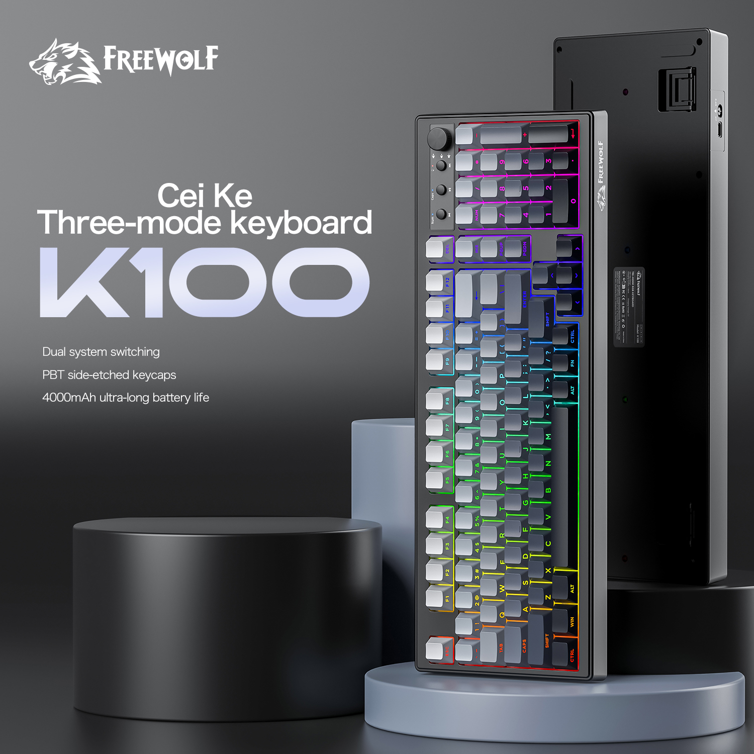 FREEWOLF k100 three-mode silen - Keyboard Gaming Mac ulasan dan harga